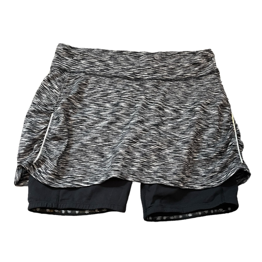 Athleta Skort Womens Black Spacedye Contender 2 in 1 Skirt Shorts Size M